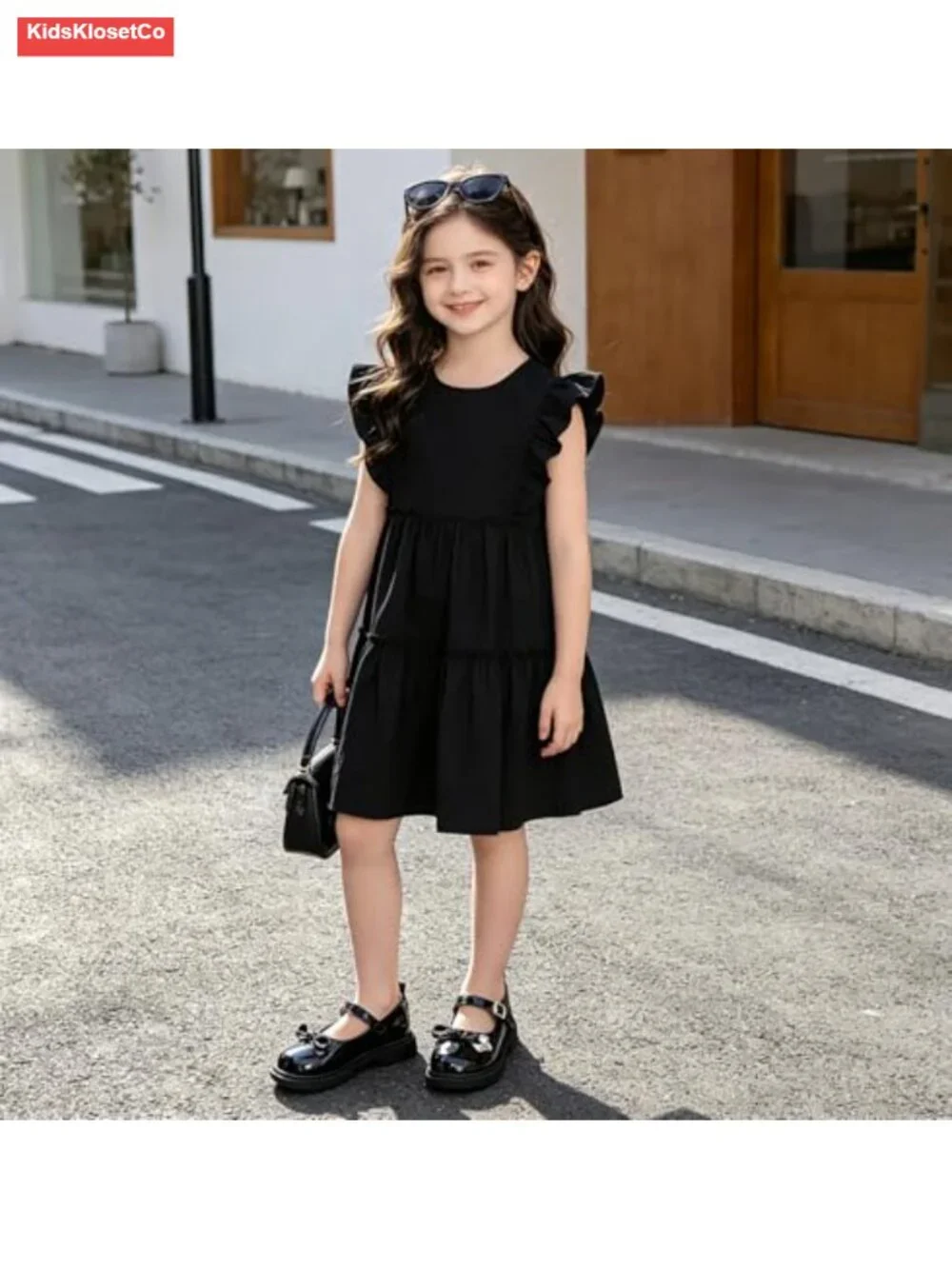 Girls Mary Jane Flats Dress Shoes Patent Leather Hook & Loop Closure